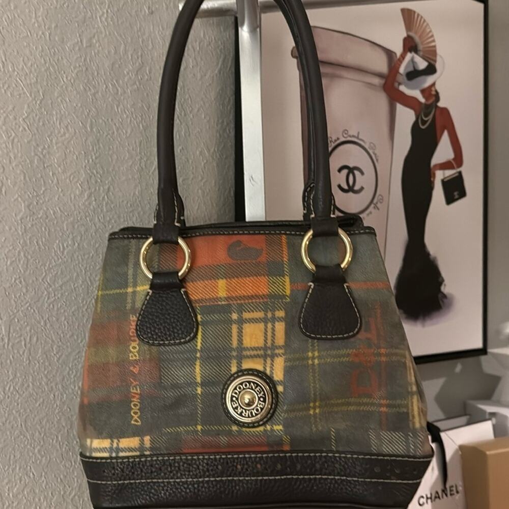 Dooney & Bourke Leather and Coated Canvas Shoulder Bag EUC